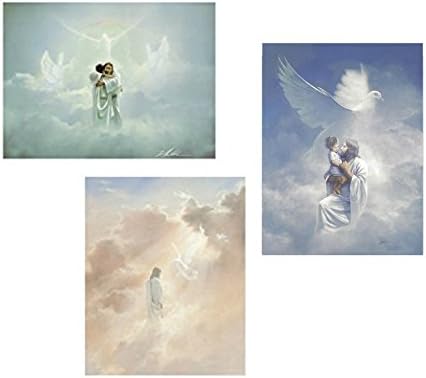 3 Christian 8x10 Art Prints Jesus and Angels in Heaven Passion of Christ