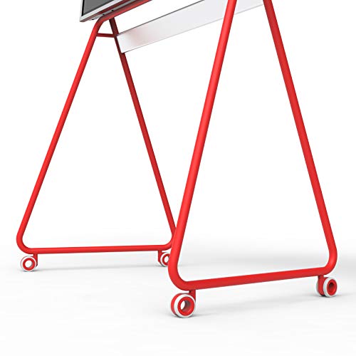 Vibe 55'' Interactive Whiteboard Portable Stand, Four Lockable Wheels, Sleek Design for The Modern Office or Classroom (Red)