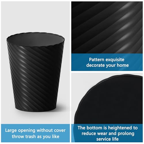 Image of Bathroom Trash Can, 8 Pack 1.8 Gallons Small Trash Can with Trash Bags, Bathroom Garbage Can, Plastic Trash Bin, Round Waste Basket for Bedroom, Office, Kitchen, Room, Compact Space (White Black Grey)