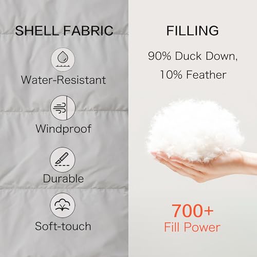 Image of Women's Long Down Jacket with Hood 700+ Fill Power Puffer Coat Warm Winter Oversized Outerwear