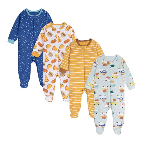 Image of ONESIES Brand Baby Boys Sleepers 4-Pack Footies and Toddler Set