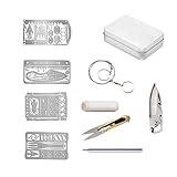 OutyFun Camping Kits Gear Toolbox - 7-in-1 Tools Include Survival Card, Folding Knife Scissors Fishi