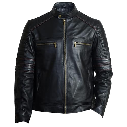 Genuine Leather Jacket | Genuine & Pure Leather Jacket | Mens Solid Biker Jacket | Full Sleeve Solid Jacket for Men's Biker Style | 2 Insiide & 4 Outs