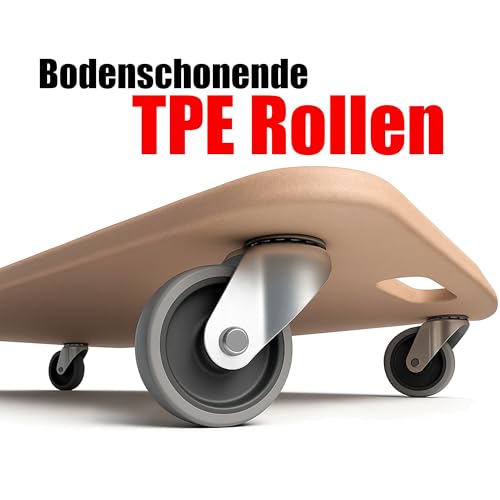 BigDean Plattformwagen bis 250kg belastbar Rollbrett mit bodenschonenden TPE Rollen Transportroller Möbelroller