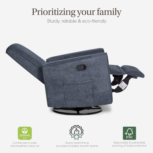 Image of Evolur Raleigh Plus Nursery Glider Recliner, GREENGUARD Gold, Blue Fog