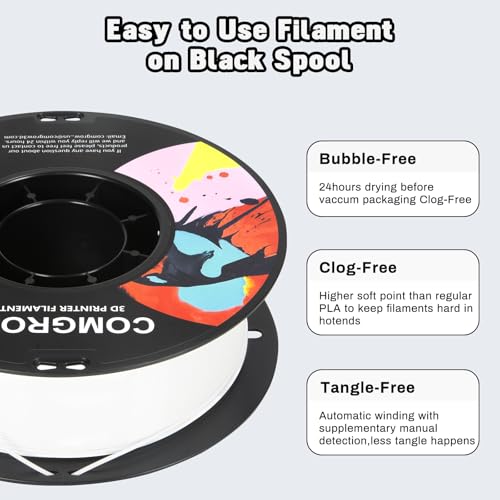 Image of Comgrow PETG 3D Printer Filament 1.75mm, High Precision and Tough 3D Printer Filament 2kg (4.4LBS), Dimensional Accuracy + /- 0.02 mm, Fit Most 3D Printers White+Grey