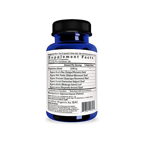 Legendairy Milk Liquid Gold Lactation Supplement, Organic Goat's Rue Lactation Support with Milk Thistle, Shatavari, Fennel, Alfalfa and Anise, Breastfeeding Supplements, 60 Vegan Capsules