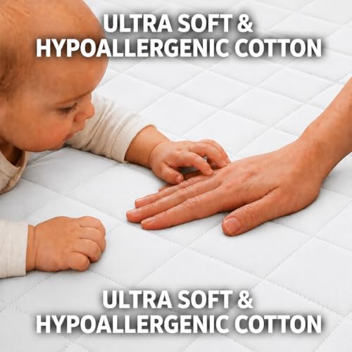 Image of BABYLEE 100% Waterproof Quilted Queen 72x60 Inch 6x5 Ft Fits Upto 10 Inch Mattress | Premium Terry Cotton Breathable Bed Protector | Mattress Cover for Double Bed | White Color Bed Protector