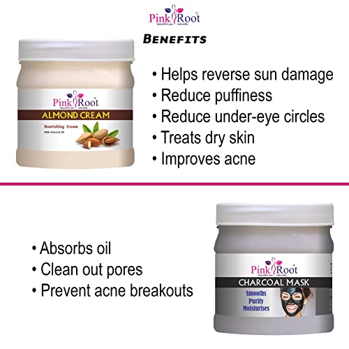 Image of Pink Root Almond Cream 500gm with Charcoal Mask 500gm
