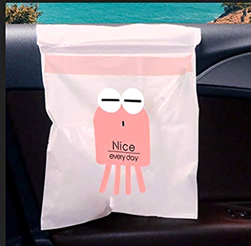 FUG 15Pcs Easy Stick-On Disposable Car Trash Bags, Disposable Stick to Anywhere -Leak Proof Vomit Bag, Beautiful Kitchen Storage Bag, Watertight, Durable, Suitable for Cars, Kitchens, Bedrooms (Pink)