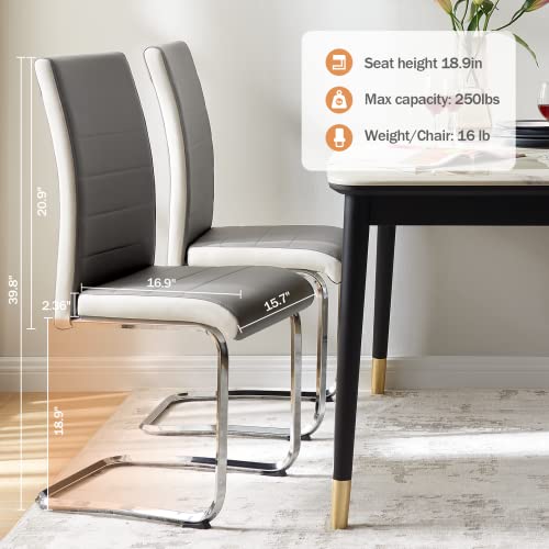 Bacyion Dining Room Chairs Set Of 2, Modern Leather Chrome Dining Chairs, Kitchen Chairs With Removable Soft Cushion For Dining Room, Kitchen, Home(2 Grey Chairs) #TOP6