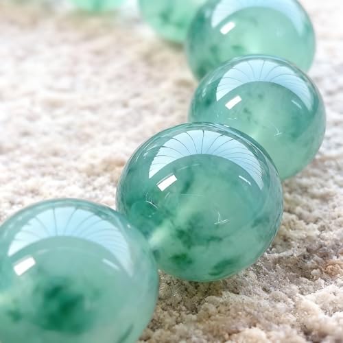 JIAZHIXI Natural Ice Floating Flower Jade Beaded Bracelet, Elastic Handmade Healing Gemstone Bracelet for Women & Men, Fengshui Luck Wealth Protection Jewelry for Reiki Meditation Yoga (12mm) - image 2
