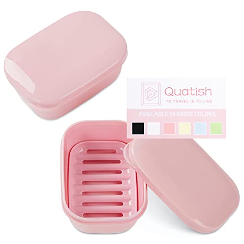 Quatish 2 Pack Travel Soap Container Portable Soap Holder with Lid Travel Bar Soap Holder Soap Case for Camping Gym Travel Soap Box for Bathroom Pink
