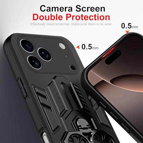 Coque iPhone 17 Pro抗震 protégeant contre les chutes avec support arrière noir mat - 3