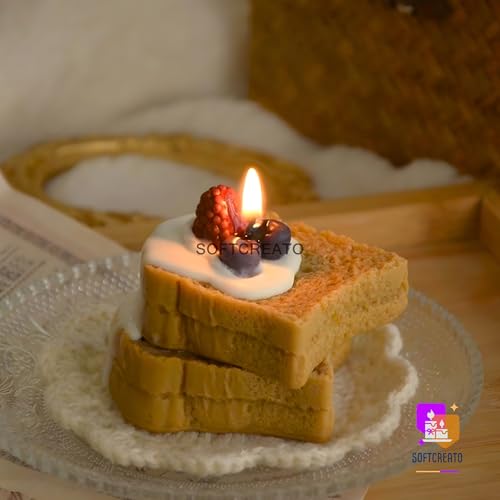 Image of Bread Toast Slice Silicone Candle Mould | Dessert Cake Shape Candle Making Mould | Aesthetic Bakery Theme Wax, Soap, Resin Mold | Decorative Candle Mould Silicone for DIY Craft (Bread Slice)