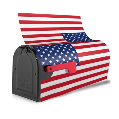 Image of American Flag Mailbox Cover Magnetic Independence Day Patriotic Waterproof Mailbox Wraps Post Letter Box Decor 21x18 in