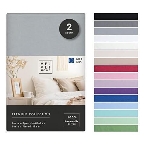 VelvetHome Doppelpack Spannbettlaken 120x200cm | 100% gekämmte Baumwolle 165gsm | 2er Set Bettlaken 120x200 bis 25 cm Matratzenhöhe Cover