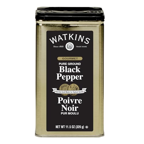 Image of Watkins Gourmet Spice Tin, Pure Ground Black Pepper, 11.5 oz. Tin, 1 Count