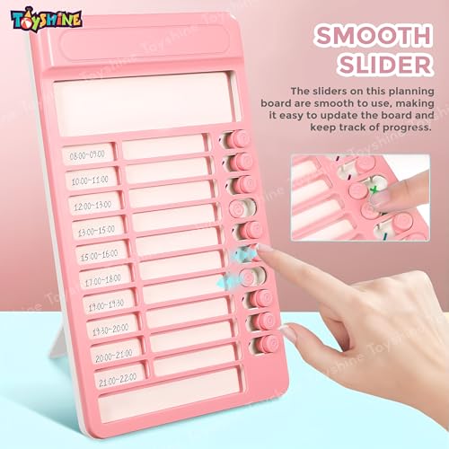 Image of Toyshine Portable Self-Discipline Chores Chart | Schedule Tracker with15 Pcs Blank Paper Sliding Morning Routine | Daily Checklist Board Planning Reminder for Home School Office - Pink
