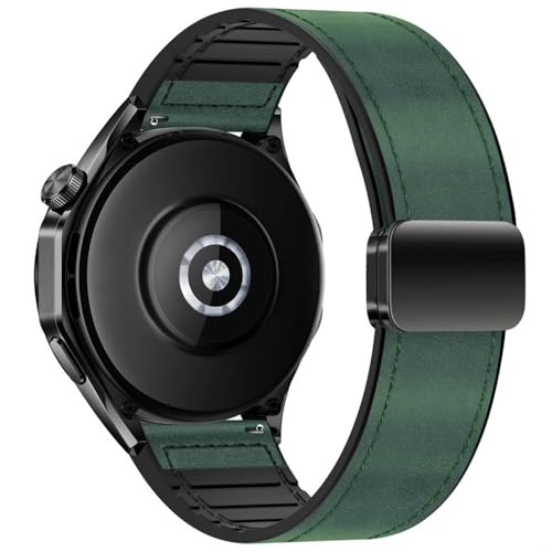 Image of AONES Watch Strap Leather Silicone Magnetic Belt 20mm Compatible for Compaq Q Watch Balance Smartwatch Band