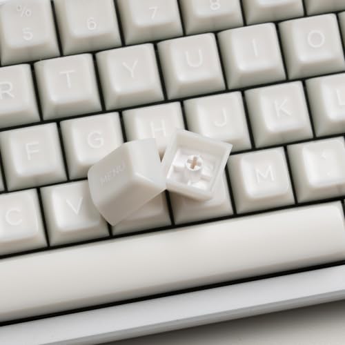 Image of dagaladoo White keycaps PBT,Jade Key caps,Translucent Keyboard keycaps Cute,SA Profile keycap Set Compatible with 60% /65% /75% /96% /100% US Layout Cherry MX Switches Mechanical Keyboard