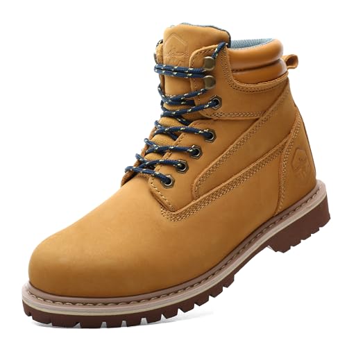TOUGHSTEPS Soft Toe Work Boots for Men 6' Comfort Leather Non Slip Water Resistant Rubber Safety Durable Industrial & Construction Boots 9.5