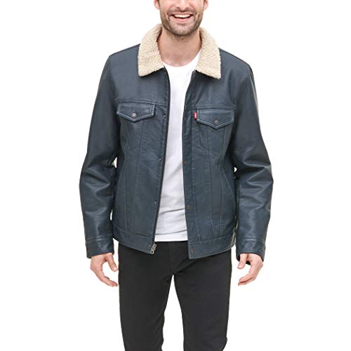 Buy Levi's Men's Faux Leather Sherpa Lined Trucker Jacket, Black