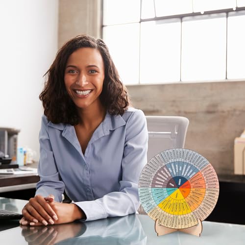 Feelings Wheel Therapy Office Desk Decor - Double Sided Mental Health Emotions Chart with Stand, Therapist Gifts for Home Office Women Man - Image 3