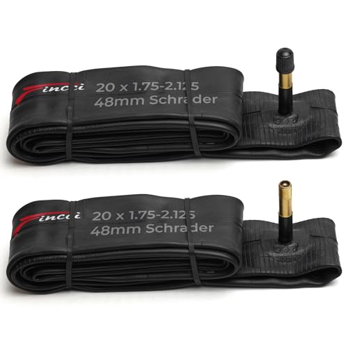 Fincci Pair 20 x 1.75 1.95 2.0 2.1 2.125 Inch 48mm Schrader Valve Inner Tubes for BMX Mountain MTB Kids Childs Bicycle Bike (Pack of 2)