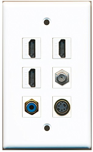 RiteAV - 3 HDMI 1 port RCA niebieski 1 port kabel koncentryczny TV - typ F 1 port S-Video płyta ścienna
