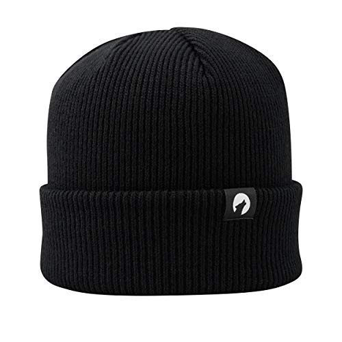 Lupa Canadian-Made Unisex Classic Cuff Beanie & Slouch Hat (Jet Black)