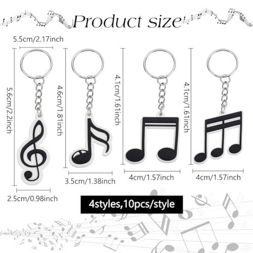 FREEBLOSS 40Pcs Music Note Keychain Music Party Favors Silicone Keychain Bulk Teacher Gifts for Songs Lovers with Gift Bags - Image 2