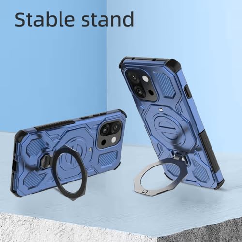 Image of KARWAN️ Tough Armor Back Case Cover for OnePlus+ 13T with 360 Degree Rotation Magnetic Attraction Ring Holder Defender Heavy Duty Rugged Cover with Mag-Safe Wireless Charging -(Blue)