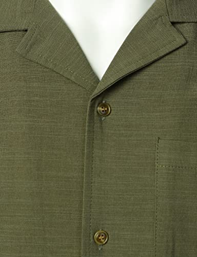 Lucmatton Men's 2 Piece Linen Outfits Casual Short Sleeve Cuban Guayabera Shirt And Pants Sets Summer Beach Vacation Walking Suit Army Green X-Large #TOP3