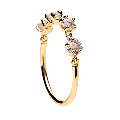 ELECTRA P D PAOLA Ring AN01-173-14 Woman silver in gold plated 4 zircons.