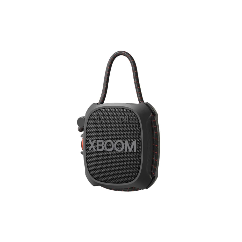 LG XBOOM Go DXG2T, tragbarer Bluetooth-Lautsprecher (5 Watt, Google Assistant, Siri, Strap), Schwarz
