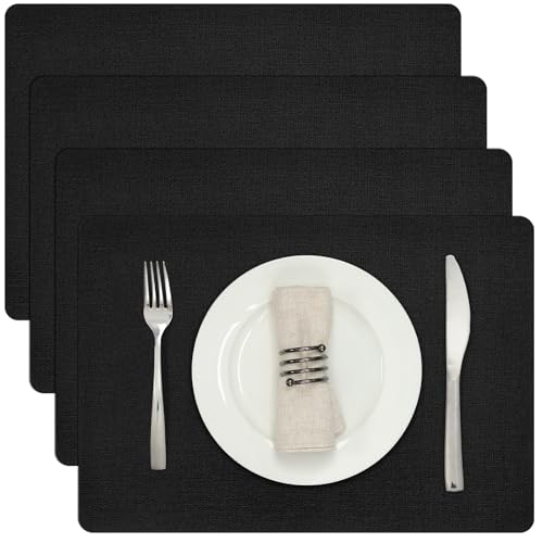 Myir JUN Faux Leather Placemats Set of 4, Reversible Dual-Color Place Mats