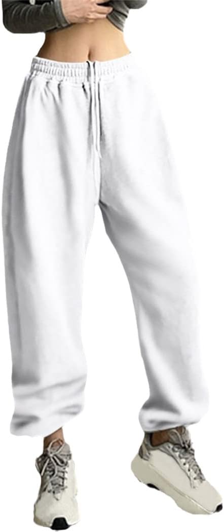 KEHAIOO Women Black Jogging Pants, Baggy Sports Sweatpants, Gray High Waist Sweat Casual Trousers