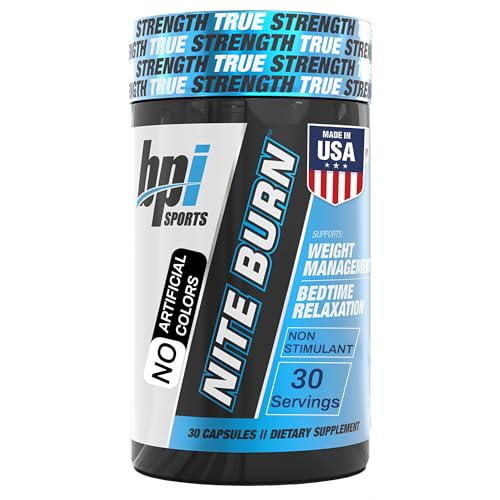 BPI Sports Nite Burn Fat Burner for Women & Men - Bed Time Fat Burner & Sleep Support – Nighttime Relaxation & Metabolism Booster – Keto Friendly, Weight Loss – 30 Servings – 640mg, Capsules