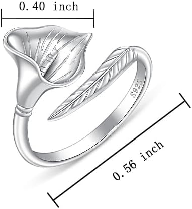 Calla Lily Gifts Calla Lily Ring for Women Sterling Silver Adjustable Ring Flower Open Design Elegant Jewelry for Women - Image 7