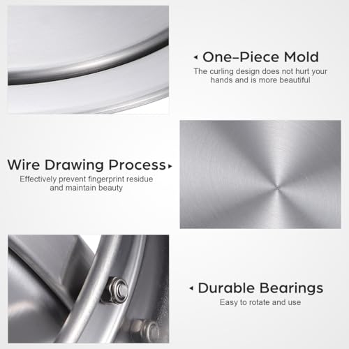 Image of Cabilock Round Recessed Countertop Trash Bin Lid, Stainless Steel Built-in Flap Cover for Kitchen & Bathroom, Silent Swing Balance Grommet Door for Office Desk, Home Waste Bin Replacement Cover
