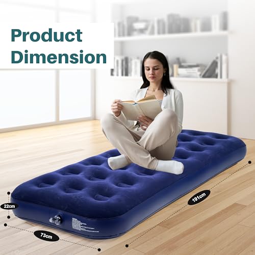 DENNY Single Airbed Inflatable Mattress, Waterproof Camping Mattress Air Bed, Quick Inflatable Air Mattress for Adults & Kids, Blow Up Mattress Air Bed (Single) - Image 8