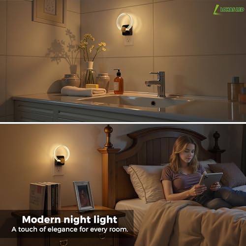 L LOHAS LED Night Lights Plug into Wall, Plug in Night Light with Light Sensor, 3000K Soft White, 0-100LM Brightness Adjustable, Acrylic Nightlight for Bathroom Bedroom Hallway — view 6
