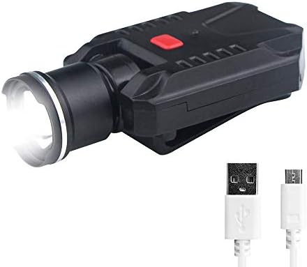FISHNU 500 Lumens Clip-on Hat Light,USB Rechargeable Led Cap Light,No Red Ring and Aluminum Alloy Zoomable Head Baseball Hat Lamp,Tightly Clip Designed Spotlight