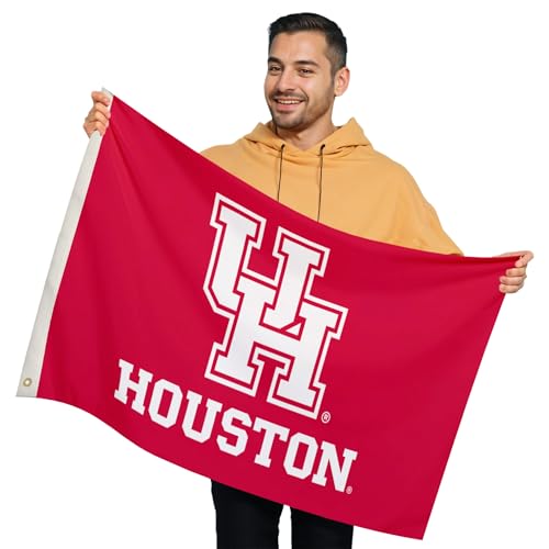 Houston Cougars College Sports Printed Flag - NCAA Licensed - Nylon - School Banner (White, Red) (2' x 3')