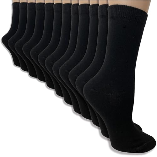 The Essentials Wardrobe Ladies FCO 12 Pack Black Ankle Socks - UK 4-8/EU 37-42