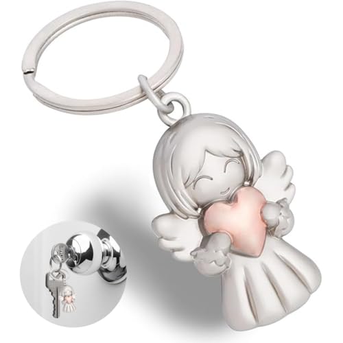 WHYCNJL 1 Pieza Llavero con Colgante de ángel de la Guarda, Colgante de la Suerte, ángel con Corazones Adecuado Como Regalo para Mujeres, Novias, Colegas