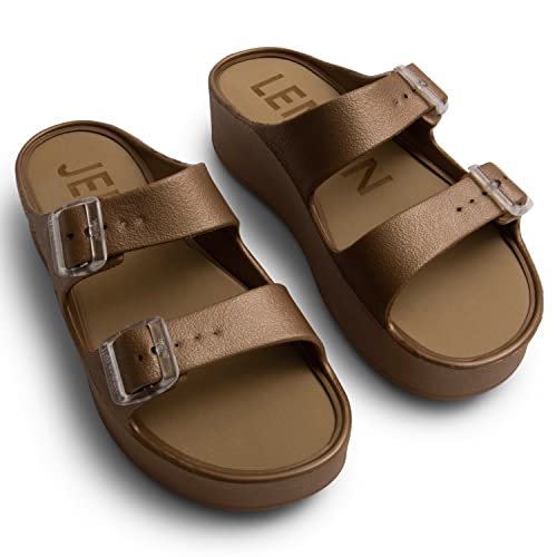 Lemon Jelly Women's Platform Sandals - Casual Double-Buckled Water-Friendly Wedges for Beach - Comfortable, Lightweight Slip-On Sandals for Ladies - Cute, Versatile Chunky Summer Slides2