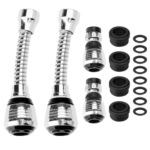 GUOYOU 4 Pièces Embout Robinet Cuisine Combinaison Longue courte Douchette Robinet Cuisine Rallonge Robinet Cuisine Robinet Pivotant à 360 ° Tête Pulvérisateur Embout Robinet Convient Cuisine Bain