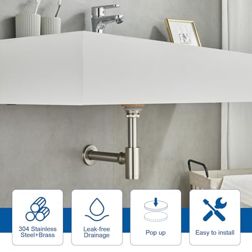 Snapklik.com : OUGOO Bathroom Sink P-Trap Complete Set, Adjustable 1-1/ ...